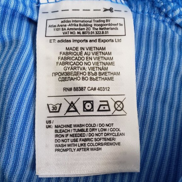 Adidas ClimaLite Golf Polo Shirt Stampede Green Canyon 2XL Blue Stripe - Picture 6 of 6